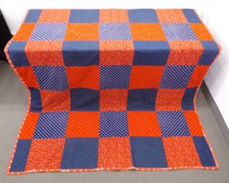 Vintage Handmade Red and Blue Bandana Patchwork Quilt