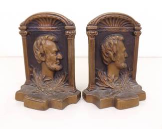 2 Vintage Iron Abraham Lincoln Bookends