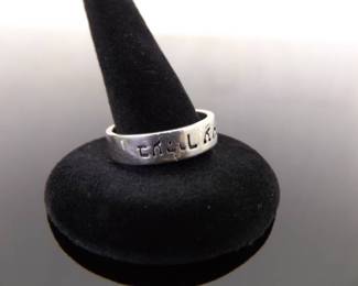 .925 Sterling Silver Hebrew "Remember Me" Band Ring Size 9
