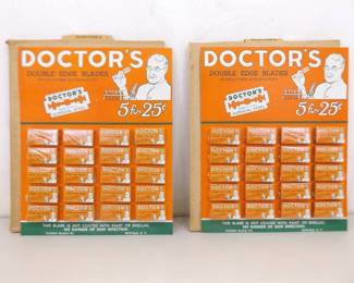 2 New Old Stock Vintage "DOCTORS" Razor Blade Counter Displays in Original Boxes