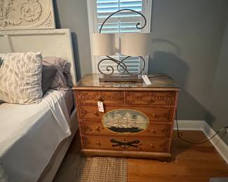 Designer lamp and hand painted dresser