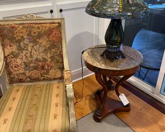 Rosewood marble side table with bronze feet 