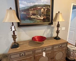 Gabby piece and maitland smith lamps 