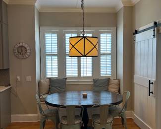 Round dining table with 4 metal chairs
The round table is world market and the metal chairs are
Ballard