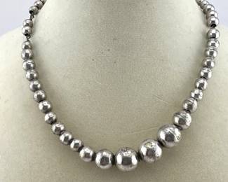 Sterling Navajo graduated beaded necklace