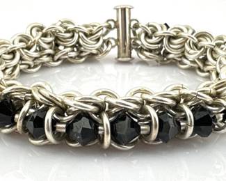 Sterling, onyx chain bracelet