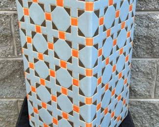 Contemporary geometric ceramic garden stool