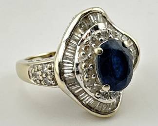 14kt sapphire, diamond ring