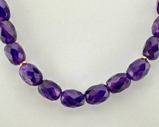 Faceted amethyst and 14kt bead necklace
