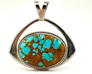 Sterling Navajo turquoise pendant