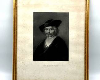 Black and white engraving of Rembrandt
