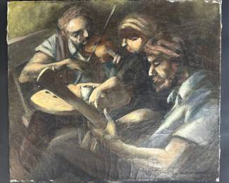 Glenn Gant (American, 1911–1999) unframed oil on canvas of musicians