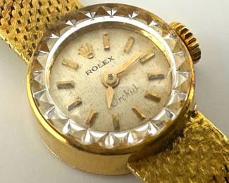 Working 18kt ladies Rolex Orchid wrist watch with 750 band