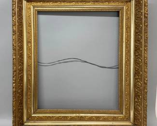 Wonderful old large frame with carved acanthus leaves; sight size approx 20"W x 24.25"H, frame size approx 29.5"W x 34"H