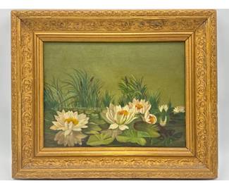 Vintage painting lotus flowers