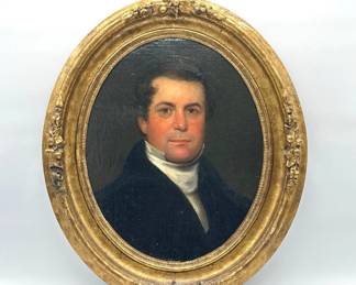 Handsome restored early portrait of gentleman in oval period frame
