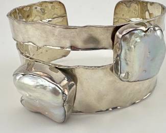 Sterling freshwater pearl cuff
