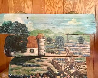 ORIGINAL ART ON OLD LUMBER