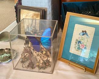 MCM BUTTERFLY DIORAMA, FRAMED BUTTERFLY ART