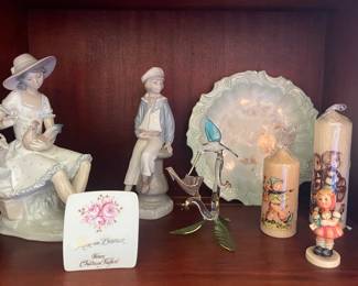 VINTAGE LLADRO FIGURINES, HANDBLOWN HUMMINGBIRD FIGURINE, GOEBEL FIGURINE