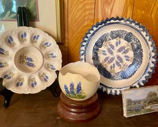 BLUEBONNET EGG DISH, BLUEBONNET PIE PLATE