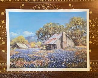 SIGNED BLUEBONNET PRINT BY LAJUAN SCHLEGEL