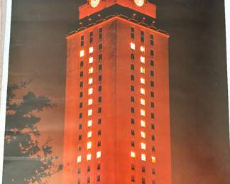 VINTAGE UNIVERSITY OF TX TOWER POSTER -WALTER BARNES STUDIO, AUSTIN, TX
