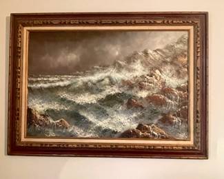 SIGNED CRASHING WAVES PAINTING