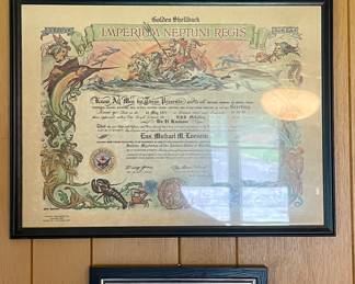 GOLDEN SHELLBACK CERTIFICATE, NAVAL SHIP PHOTOS