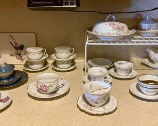 ANTIQUE MUSTACHE CUPS/SAUCERS