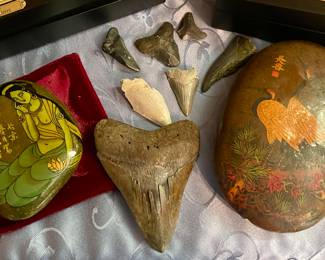 MORE FOSSILIZED SHARK TEETH AND ASIAN PAINTED ROCKS