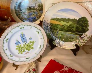 BLUEBONNET PLATE BY GEORGES BRIARD, SIGNED NUMBERED BLUEBONNET PLATE BY ROYAL WINDSOR, 1952 TEXAS BLUEBONNETS PLATE BY PORFIRIO SALINAS