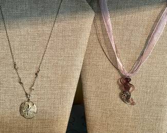 SAND DOLLAR NECKLACE, HANDBLOWN MERMAID NECKLACE