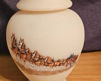 Vintage Fenton Budweiser Clydesdale temple jar