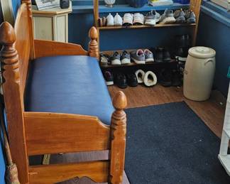 Handmade headboad bench with leather seat
