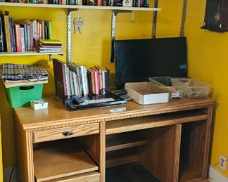 Solid oak desk, Vizio 42 inch Smart TV