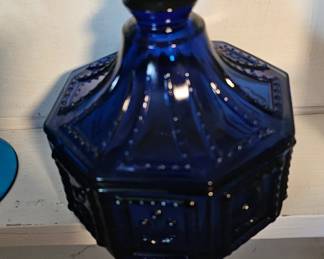 Vintage Imperial Blue Cobalt butterpat octagon covered candy dish