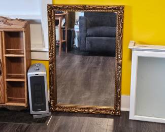 Vintage Basset mirror, solid oak cabinet