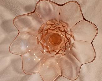 McKee pink compote colonial line depression glass footed petal bowl