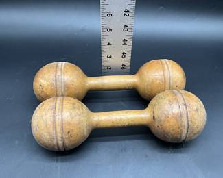 Pair of Antique Wooden Indian Club Dumbbells
