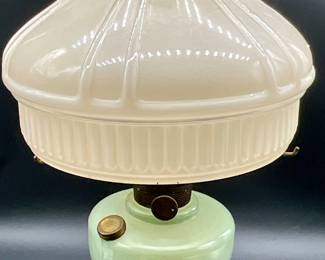 Aladdin B-81 Green Crystal Beehive Table Lamp, manufactured around 1937-1938.