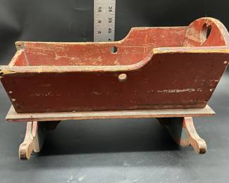 Antique Painted Wooden Sled Cradle