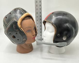 vintage leather football helmet And Childs helmet