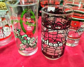Hardee's coca cola glass and character glass