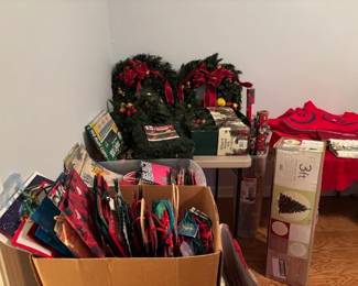 Christmas bags and wreaths