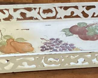 White Wood Tray Fruit Design