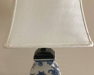 Ceramic Base Lamp with Blue Floral Design