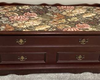 Mahogany Cedar Chest with Embroired cover