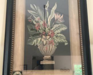 Wall Art Floral Black Frame brown Mat