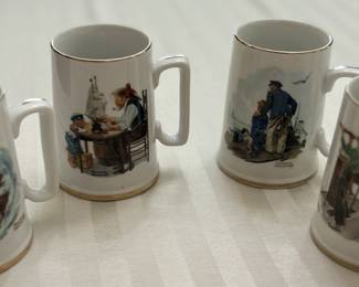 Norman rockwell mugs set of 4)